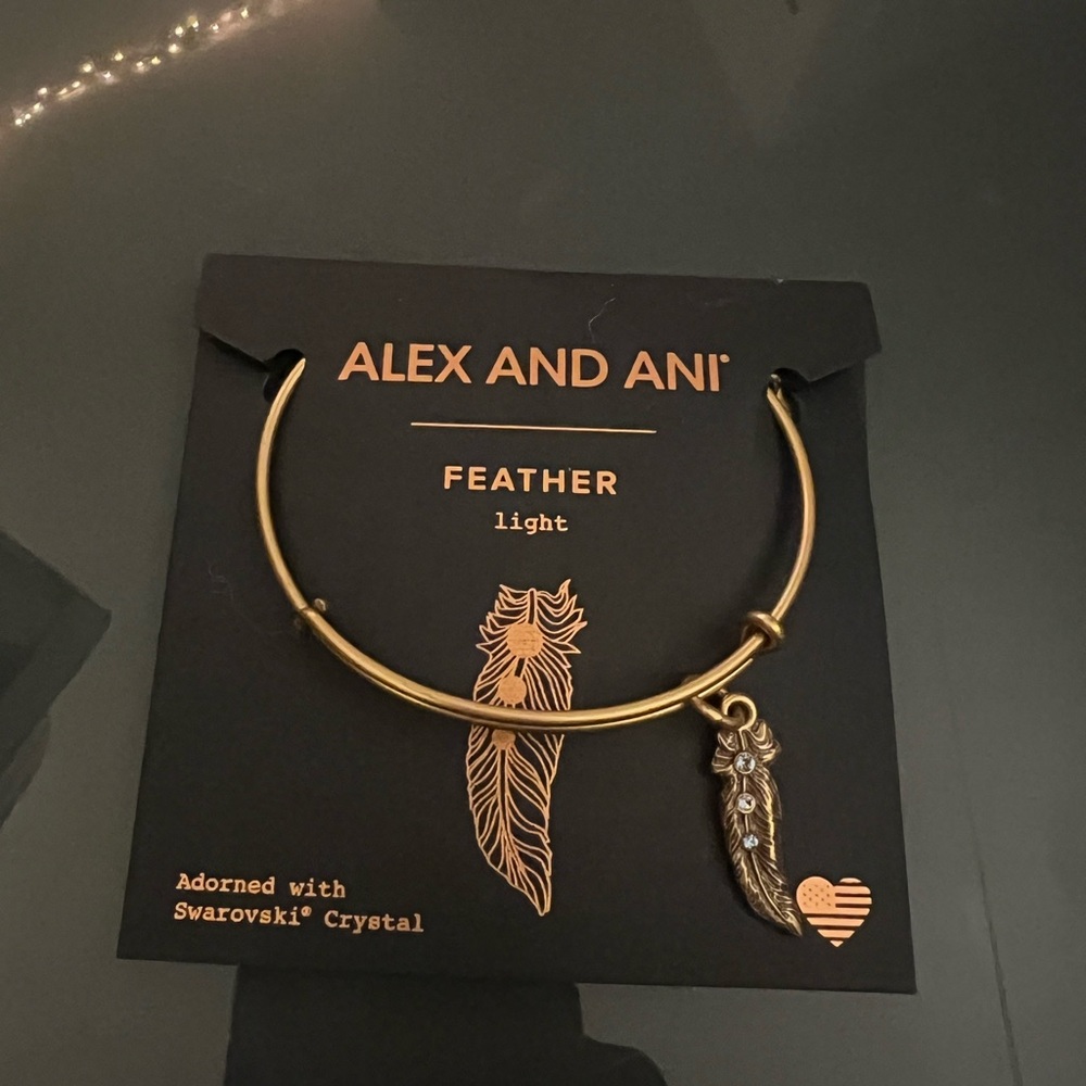 Alex and Ani Gold Feather Charm Bracelet